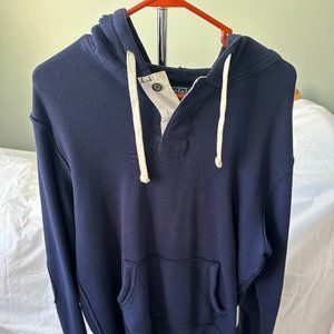 Ralph Lauren Blue Hooded Sweatshirt with Buttons - Size M